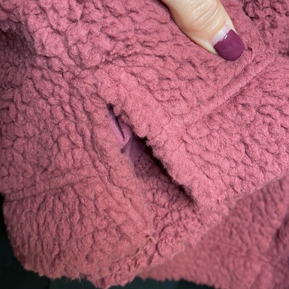 NWOT Aerie Dream Sherpa Quarter Zip Sweatshirt - Brick Stone - Size Large - Picture 10 of 15